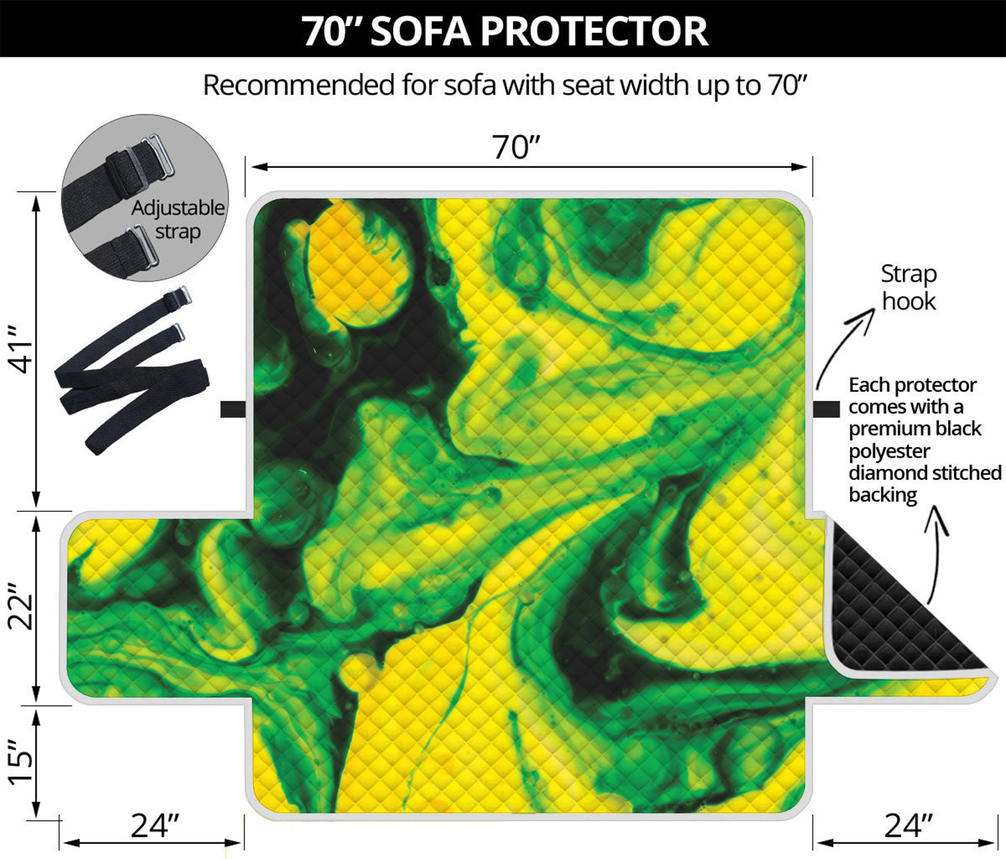 Yellow And Green Acid Melt Print Sofa Protector