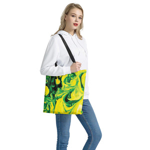 Yellow And Green Acid Melt Print Tote Bag