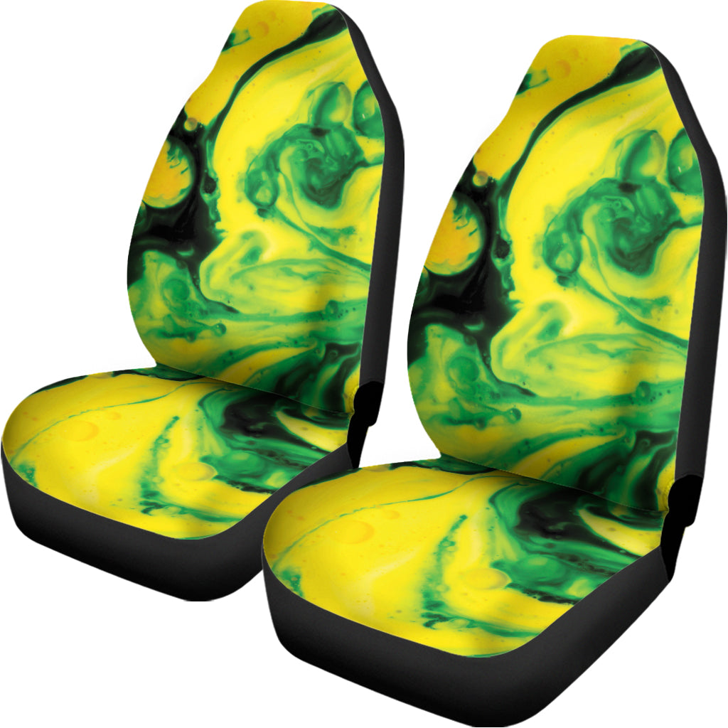 Yellow And Green Acid Melt Print Universal Fit Car Seat Covers