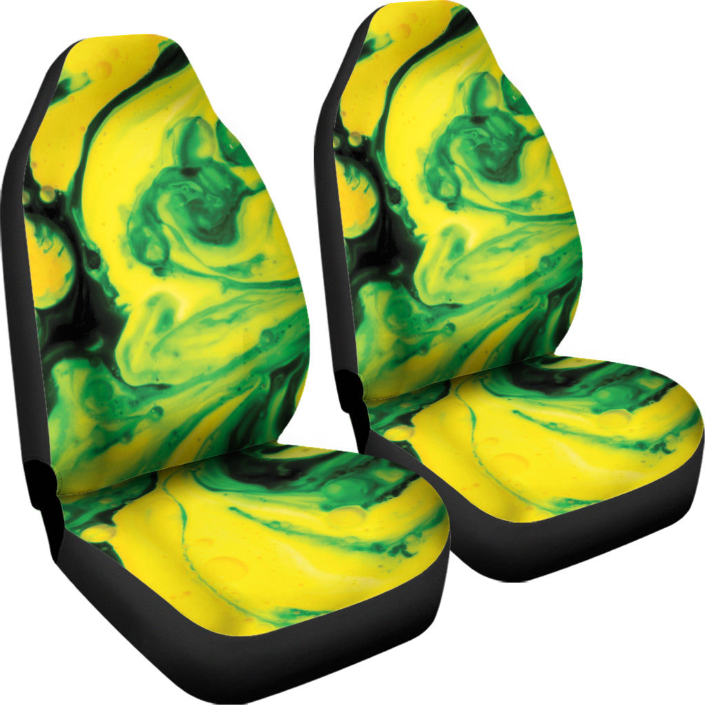 Yellow And Green Acid Melt Print Universal Fit Car Seat Covers