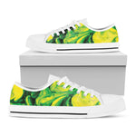 Yellow And Green Acid Melt Print White Low Top Shoes