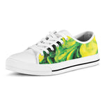 Yellow And Green Acid Melt Print White Low Top Shoes