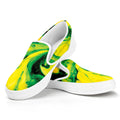 Yellow And Green Acid Melt Print White Slip On Sneakers