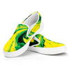 Yellow And Green Acid Melt Print White Slip On Shoes