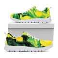 Yellow And Green Acid Melt Print White Running Shoes