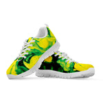 Yellow And Green Acid Melt Print White Sneakers