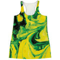 Yellow And Green Acid Melt Print Women's Racerback Tank Top