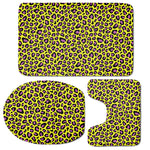 Yellow And Purple Leopard Pattern Print 3 Piece Bath Mat Set