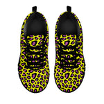 Yellow And Purple Leopard Pattern Print Black Sneakers