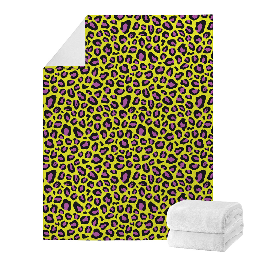 Yellow And Purple Leopard Pattern Print Blanket
