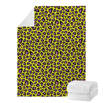 Yellow And Purple Leopard Pattern Print Blanket