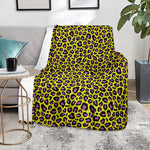 Yellow And Purple Leopard Pattern Print Blanket