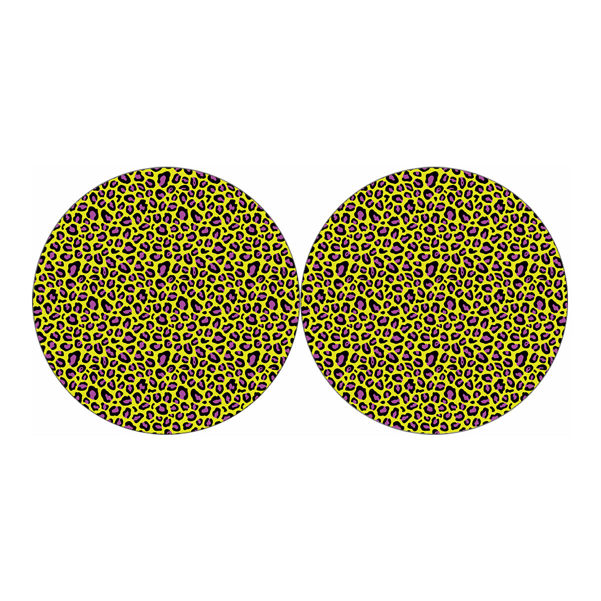 Yellow And Purple Leopard Pattern Print Car Coasters