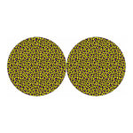 Yellow And Purple Leopard Pattern Print Car Coasters