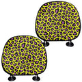 Yellow And Purple Leopard Pattern Print Car Headrest Covers