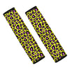 Yellow And Purple Leopard Pattern Print Car Seat Belt Covers
