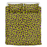 Yellow And Purple Leopard Pattern Print Duvet Cover Bedding Set
