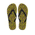 Yellow And Purple Leopard Pattern Print Flip Flops