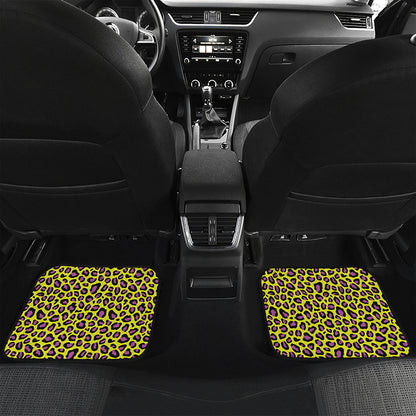 Yellow And Purple Leopard Pattern Print Front and Back Car Floor Mats
