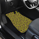 Yellow And Purple Leopard Pattern Print Front and Back Car Floor Mats