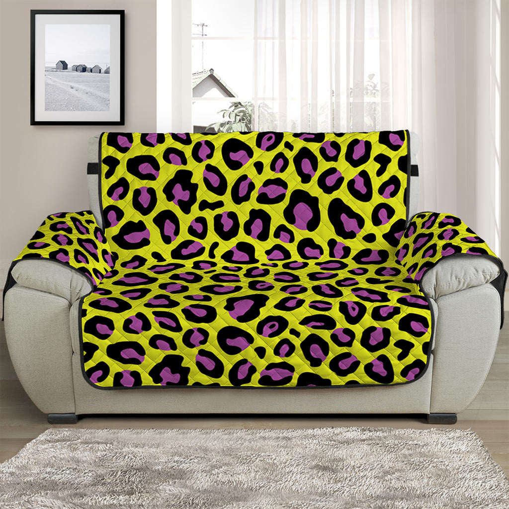 Yellow And Purple Leopard Pattern Print Half Sofa Protector