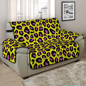 Yellow And Purple Leopard Pattern Print Half Sofa Protector