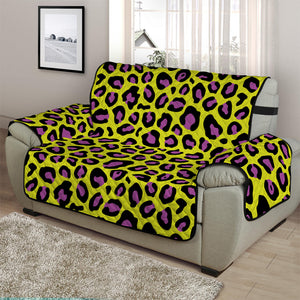 Yellow And Purple Leopard Pattern Print Half Sofa Protector