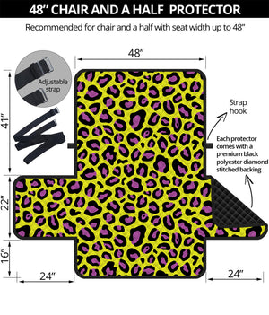 Yellow And Purple Leopard Pattern Print Half Sofa Protector