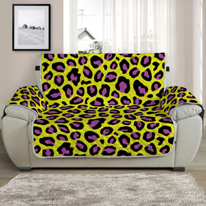 Yellow And Purple Leopard Pattern Print Half Sofa Protector