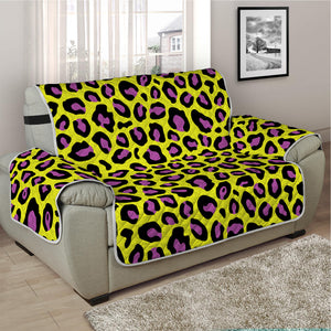 Yellow And Purple Leopard Pattern Print Half Sofa Protector