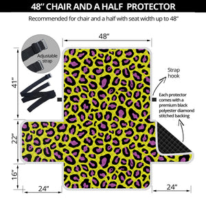 Yellow And Purple Leopard Pattern Print Half Sofa Protector