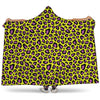 Yellow And Purple Leopard Pattern Print Hooded Blanket