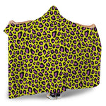 Yellow And Purple Leopard Pattern Print Hooded Blanket