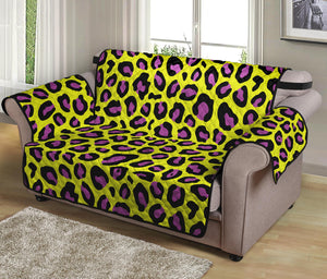 Yellow And Purple Leopard Pattern Print Loveseat Protector