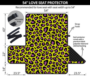 Yellow And Purple Leopard Pattern Print Loveseat Protector