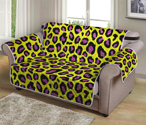 Yellow And Purple Leopard Pattern Print Loveseat Protector