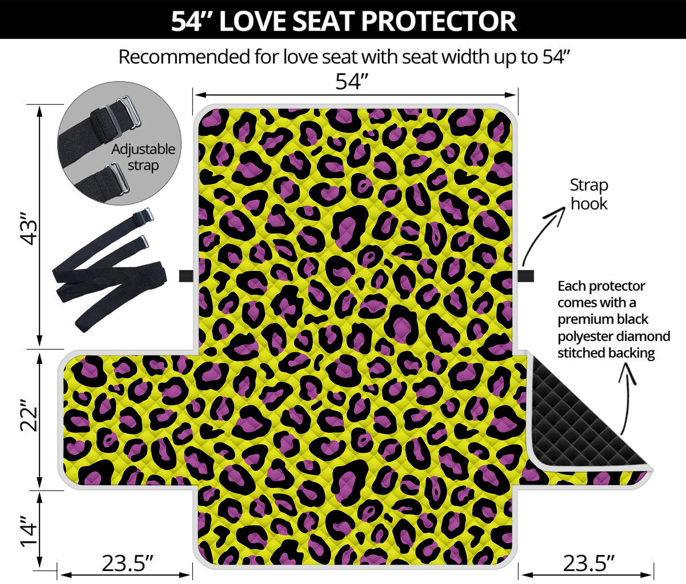 Yellow And Purple Leopard Pattern Print Loveseat Protector