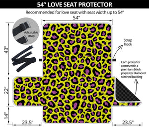 Yellow And Purple Leopard Pattern Print Loveseat Protector