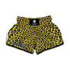 Yellow And Purple Leopard Pattern Print Muay Thai Boxing Shorts
