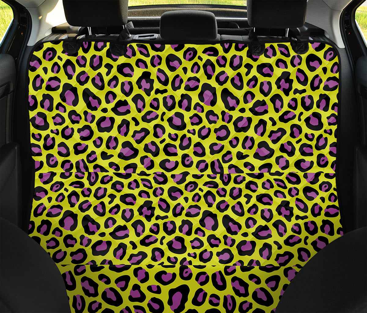 Yellow And Purple Leopard Pattern Print Pet Car Back Seat Cover