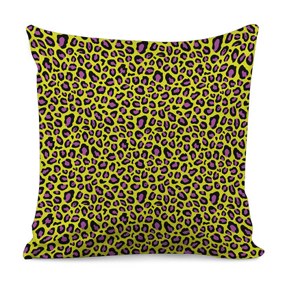 Yellow And Purple Leopard Pattern Print Pillow Cover