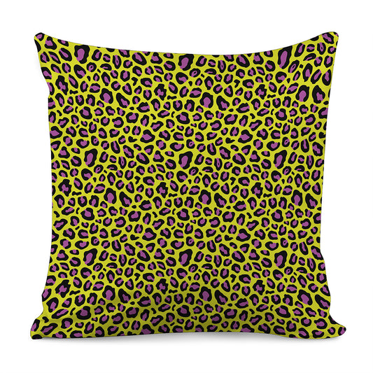 Yellow And Purple Leopard Pattern Print Pillow Cover