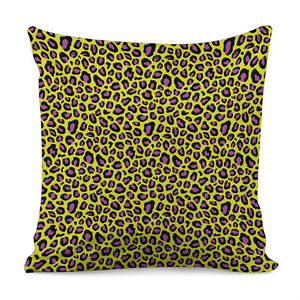Yellow And Purple Leopard Pattern Print Pillow Cover