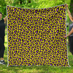 Yellow And Purple Leopard Pattern Print Quilt