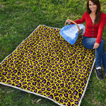 Yellow And Purple Leopard Pattern Print Quilt