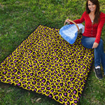 Yellow And Purple Leopard Pattern Print Quilt