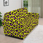 Yellow And Purple Leopard Pattern Print Sofa Cover