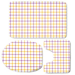 Yellow And Purple Tattersall Print 3 Piece Bath Mat Set