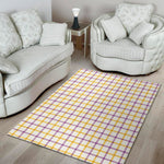 Yellow And Purple Tattersall Print Area Rug