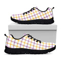 Yellow And Purple Tattersall Print Black Running Shoes
